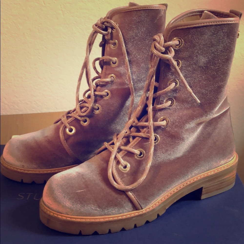 Stuart Weitzman Metermaid Velvet Hiking Boots